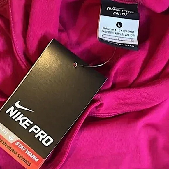 2 PCS Nike PRO DRI-FIT Hyperwarm Hooded Top Large PINK Brushed Int + Sports Bra - Picture 10 of 16